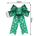 Detailed size chart for the 23cm green glitter Christmas bow with silver snowflake patterns - 23*33cm / Green Snowflake Style