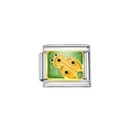 Italian modular charm featuring a golden ladybug on green background for DIY bracelets - Ladybug Style (Y492)