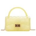 Transparent yellow jelly crossbody bag with quilted pattern and beaded handle strap - Transparent Yellow