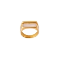 Detailed view of an 18k gold irregular ring featuring a rectangular white shell inlay - US 7 / Rectangle Mother of Pearl Style (SRH0446)