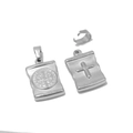 Colgante vintage plateado con medalla de San Benito y cruz para collares - Acero inoxidable / Plata San Benito