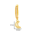 Gold G23 titanium belly button ring with cubic zirconia hollow moon pendant and size specs - Gold