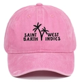 Pink washed cotton baseball cap featuring black Saint Barth palm tree embroidery - Pink