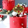 Close-up of golden Merry Christmas acrylic cake topper with festive berry and star details - Berry Style-Gold