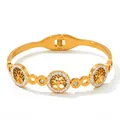 Gouden levensboom armband van roestvrij staal met sprankelende kristal accenten - Goud (KAS809)