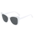 Retro cat eye sunglasses with a polished white frame and contrasting dark grey lenses - White Frame Gray Lens