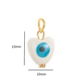 DIY Herzanhänger aus weißer Keramik mit blauem Auge und Goldöse 13mm x 10mm - Herz Böser Blick