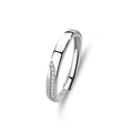 Adjustable S925 sterling silver couple ring in silver finish with pavé set accents - Adjustable Open / Female Style