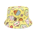 Dettaglio cappello alla pescatora giallo con stampe di latte e cupcake per bambini - 52-54cm / Giallo