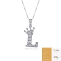 Moissanite letter L pendant necklace with crown design and GRA certification card - Letter L (with GRA Certificate)