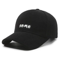 Black corduroy baseball cap with white some letter embroidery in street style - Adjustable / Black With White Embroidery