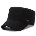 Classic black cotton cadet hat for men featuring a metallic Sports Style side emblem - Black