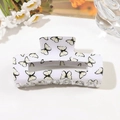 Macro shot of white acrylic hair claw clip with yellow butterfly prints and hollow design - 10cm Square / Light Yellow Butterfly