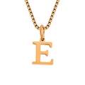 Modern gold plated stainless steel letter E pendant necklace with classic box chain - Letter E-Rose Gold