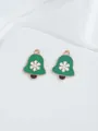 Detail of green enamel Christmas bell charms with white snowflake pattern for DIY jewelry - Snowflake Bell (31)