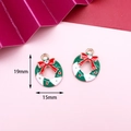 Christmas wreath charms in green enamel with red bow and crystal set of 2 pieces - 17# Wreath