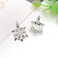 Silver turtle charm pendant with hollow shell pattern for DIY jewelry making - 18x25mm Hollow Turtle