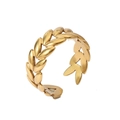 French retro style adjustable 18k gold plated laurel leaf open ring for women - Style 7/Laurel Leaf