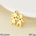 Goldener Edelstahlanhänger Junge und Mädchen mit roten Herzen für DIY-Schmuck - Hand-in-Hand Junge und Mädchen (KLJ9636-ZLA)
