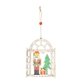 Christmas wooden window nutcracker soldier ornament with tree and gift box details - Style B