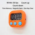 Orange magnetic digital timer with LCD screen and blue buttons for study or kitchen use - Burger Style / Orange