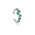 Minimalist S925 silver ear cuff featuring green zircon stones and twisted rope texture - Green Stone Twisted Style (ME0168) / White Gold Green Stone Single Piece Only