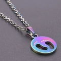 Rainbow plated stainless steel necklace with round footprint pendant charm accessory - Necklace (Rainbow Color)