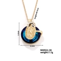Dimensions détaillées du collier pendentif portrait doré avec cristal bleu et mesures - Style Cristal Dégradé Bleu (N00921-38)