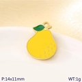 Yellow pear fruit charm with green leaf and gold trim for DIY jewelry making - Yellow Pear Shape (KLJ10797-ZLA)