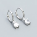 Creolen aus 925 Sterling Silber mit doppelten runden Zirkonia-Anhängern in Silber - 925er Silber / Platin (Weiße Zirkonia)