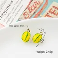 Cute melon fruit charms in yellow with green stripes, alloy enamel for DIY jewelry - 34# Starfruit