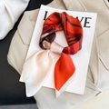 Elegant silk scarf featuring orange and red abstract patterns on a minimalist blazer - New Silk Scarf/small Square Scarf 16 / 65