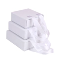 Three-piece white drawer jewelry gift box set in small medium and large sizes with ribbons - 8x8x3.2cm / Pearly White