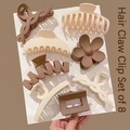 Détail lot de 8 pinces à cheveux mates aux tons neutres Morandi pour coiffures femmes - Café au Lait Coiffure Lot de 8