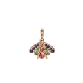 Kleurrijke insectenhanger met goudfinish en levendige paarse groene roze zirkonia - Goud / Kristallen Hanger 22,7*19,2mm