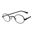Retro small oval sunglasses with black metal frame and dark round lenses for men and women - Black Frame Clear Lens