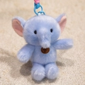 Cute light blue plush elephant keychain charm with soft long fur and braided lanyard - Elephant