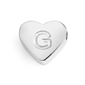 Silver stainless steel heart charm bead with engraved letter G for DIY jewelry - Letter G (Silver)