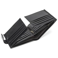 Detailed interior of a genuine leather wallet showing multiple card slots and coin pocket - 6201 Style / Black Oil Leather