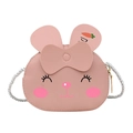 Pink cartoon rabbit cross-body bag for kids with bow decoration and rope strap - Pink Rabbit