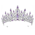 Elegante corona da sposa argento con cristalli viola lussuosi per matrimoni e feste - Base Argento Strass Viola