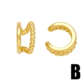 Minimalist punk style double layered golden ear cuff with smooth and twisted rope texture - Style B-Double Layer Textured & Smooth Ear Cuff