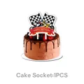 Racing motorcycle theme Happy Birthday cake topper featuring checkered flags and riders - Large Cake Topper 1PC
