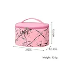 Pink marble PU makeup bag dimensions 21x15.5x12.3cm with double zipper and oval handle - X-183 Oval Pink