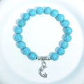 Blue turquoise bead bracelet with a silver celestial moon and star pendant charm - Blue Turquoise Moon & Star Charm