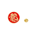Red and gold enamel dragon brooch pin with traditional Chinese calligraphy character - Red with Gold Dragon Character