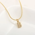 Gold plated initial B pendant necklace with micro-paved zircons on snake chain - Letter B(XN-05-B) / Gold