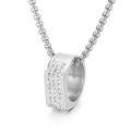 Hip-Hop-Halskette aus silbernem Edelstahl mit funkelnden Kristallen für Damen und Herren - Silberner Kreisförmiger Ring-Stil (KN31219)