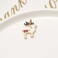 Christmas reindeer pendant in gold-tone alloy with white, red, and black enamel drip - 11# Elk (17*23mm)