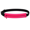 Slim pink waterproof running belt with black elastic waist strap and secure buckle closure - Fluorescent Rose Red